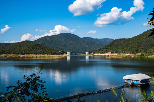 Mae Kuang Udom Thara dam with suspension bridge