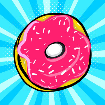 Sweet donut in pop art Stock Vector | Adobe Stock