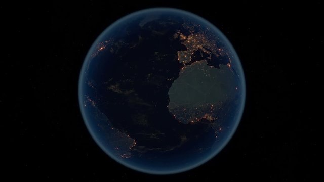 Zoom to Norway, Scandinavia. The Night View of City Lights. Political Borders of European Countries: The Biggest Nordic Cities: Oslo, Bergen, Stavanger. Super Detailed Space View Earth Zoom. 