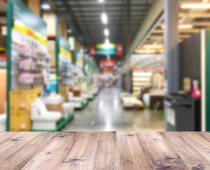 Construction discount store interior blur background