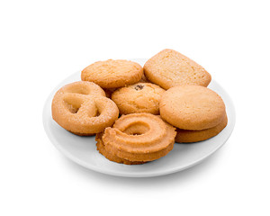 Cookies on a plate on a white background.
