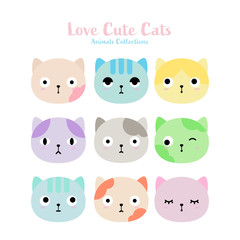 Cute cats hand drawn style