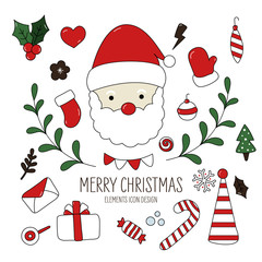 Christmas icon elements drawn style