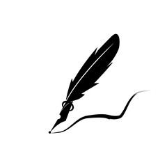 Feather pen ink icon illustration isolated vector sign symbol - Vector