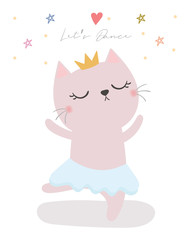 Cute cat vector. T-shirt design. Greeting card.