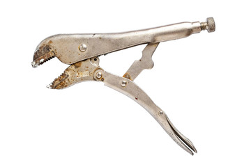 Used Locking Pliers on iSolated White Background.