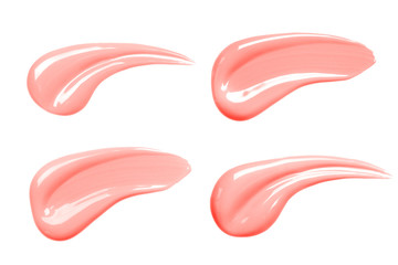 Set of beautiful textured living coral strokes isolated on white background Color of the year 2019. Main trend concept.