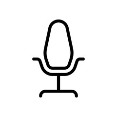 Office chair, linear outline business icon. Black icon on white background