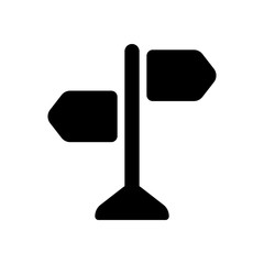 Signpost, pictogram of directions, make a choice, simple icon. Black icon on white background