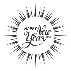 Happy new year vector text Calligraphic Lettering design