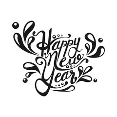 Happy new year vector text Calligraphic Lettering design