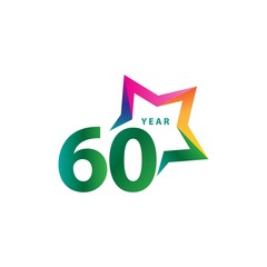60 Year Anniversary Vector Template Design Illustration