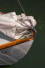 jib on bow of sailboat