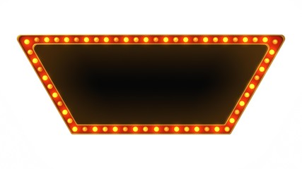 Red marquee gold light board sign retro on white background. 3d rendering