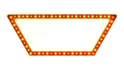 Red marquee gold light board sign retro on white background. 3d rendering