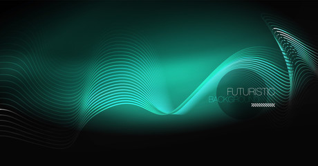 Neon lines wave background. Abstract composition