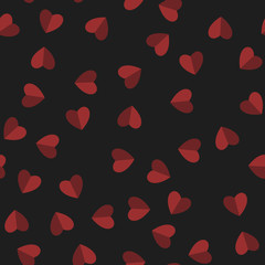 Holiday background seamless pattern with cute red hearts. Vector illustration.