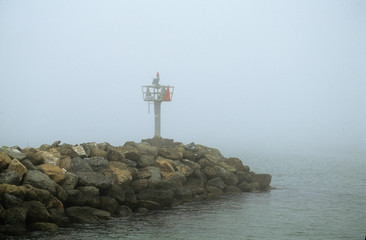 jetty marker in fog