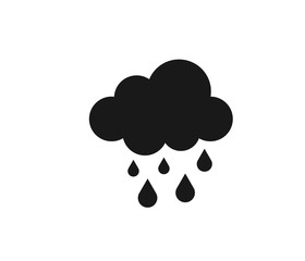 Rain icon with cloud on white background 