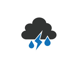 Fototapeta na wymiar Cloud icon with rain and thunderstorm
