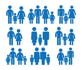Family icon set on white background ( blue version ) 