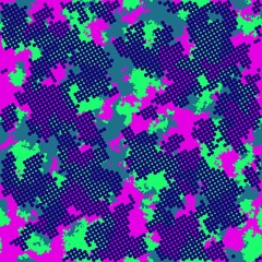 Fashion camo. Colorful camouflage vector pattern. Seamless fabric design