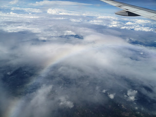 Fototapeta na wymiar Bird eyes view, look from airplane's window. 