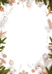 The New Year decoration border and blank white template background