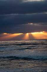  orange sunset over the sea at beach