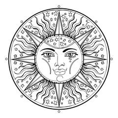 decorative pattern with sun and stars