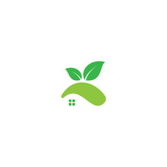 Green Eco House Logo Real Estate design vector template