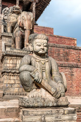 Fototapeta na wymiar Carvings at Nyatapola Temple of Taumadhi Square in Bhaktapur, Nepal.
