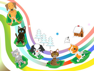 ペットたちのウィンタースポーツ