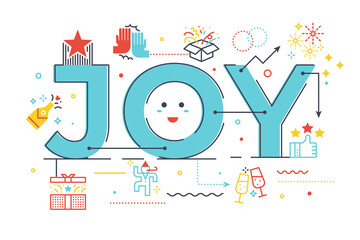 Joy word lettering illustration
