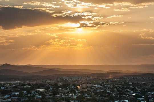 Sunset over the city, Windhoek, Namibia, Africa