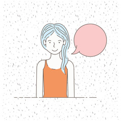 beautiful little girl talking with speech bubble