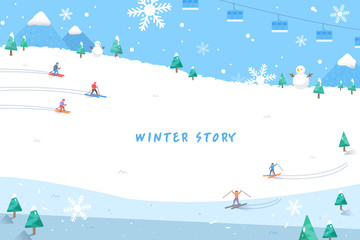 Winter story illustration - obrazy, fototapety, plakaty