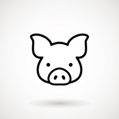 Pig line icon. logo Piglet face in outline style. Icon of Cartoon pig head. Chinese New Year 2019. Zodiac. Chinese traditional Design, decoration Vector illustration.