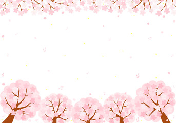 Obraz na płótnie Canvas 夜桜の音符　背景　イラスト 