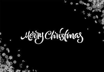 Christmas snowflake abstract background with falling scattered snow for winter New Years Eve holidays celebration