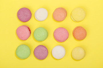 A circle of bright different macaroons