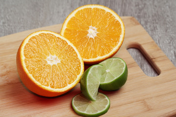 Orange and lime fruits