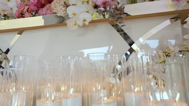 Wedding decoration, decor of the wedding ceremony, flowers in the wedding decoration
