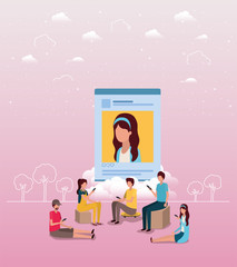 social community with woman profile picture