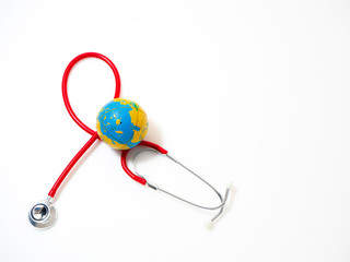 Concept world health day, Red Stethoscope