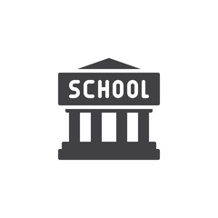 School building vector icon. filled flat sign for mobile concept and web design. Column school building simple solid icon. Symbol, logo illustration. Pixel perfect vector graphics