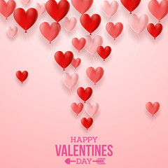 Valentines day greeting card with hearts balloon background