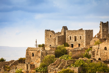 Fototapeta na wymiar Tower houses in Vathia Greece Mani Peninsula
