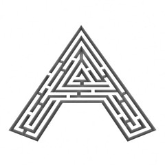 3d render maze alphabet letter