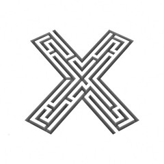 3d render maze alphabet letter